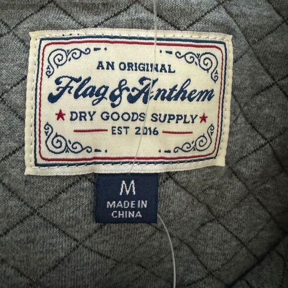 FLAG & ANTHEM Mens Quilted Snap Pullover Knit Dark Charcoal Gray NWT Medium - Picture 6 of 8